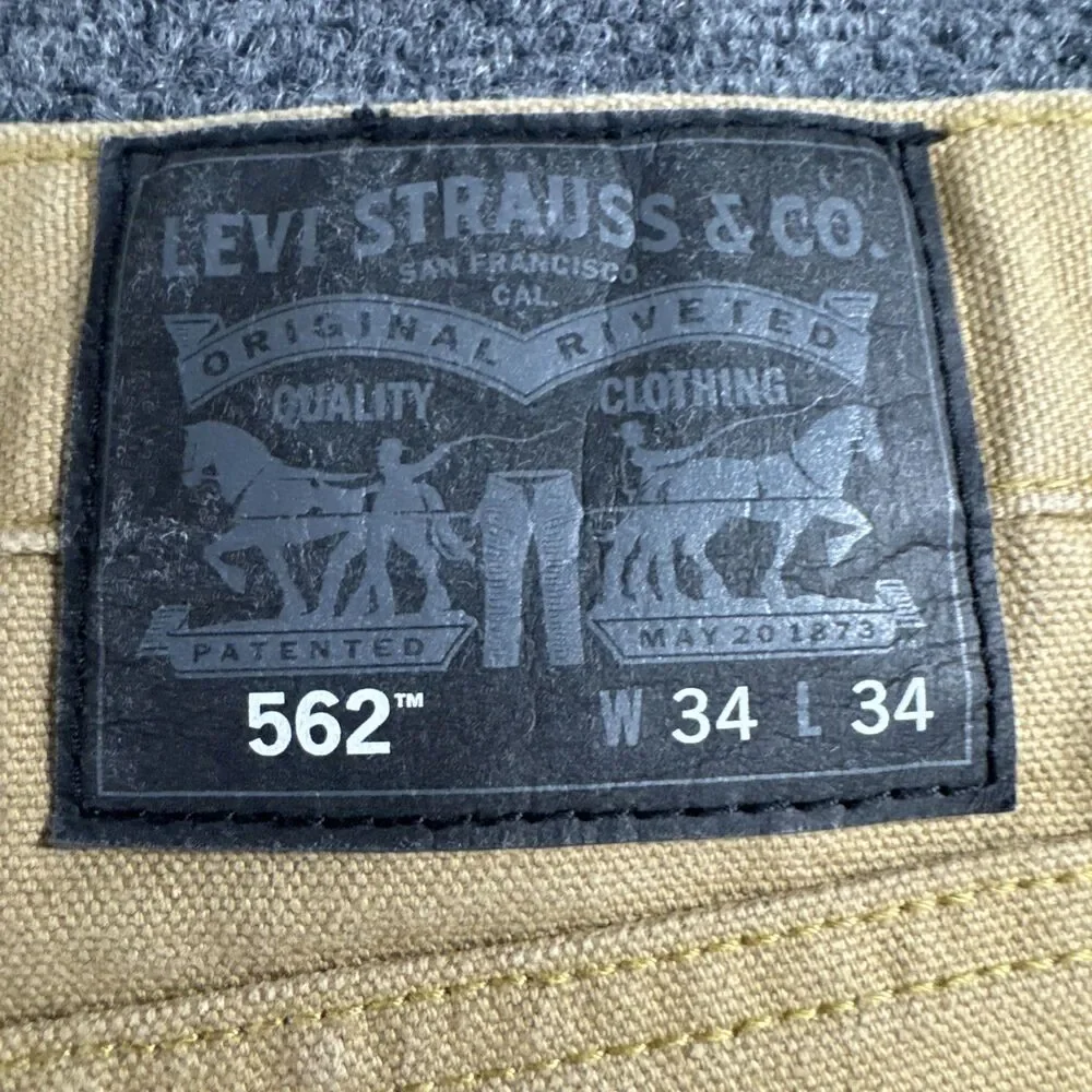 Levis 562 Loose Fit Jeans Mens 34x34 Tan Brown 100% Cotton BNWOT Y2K